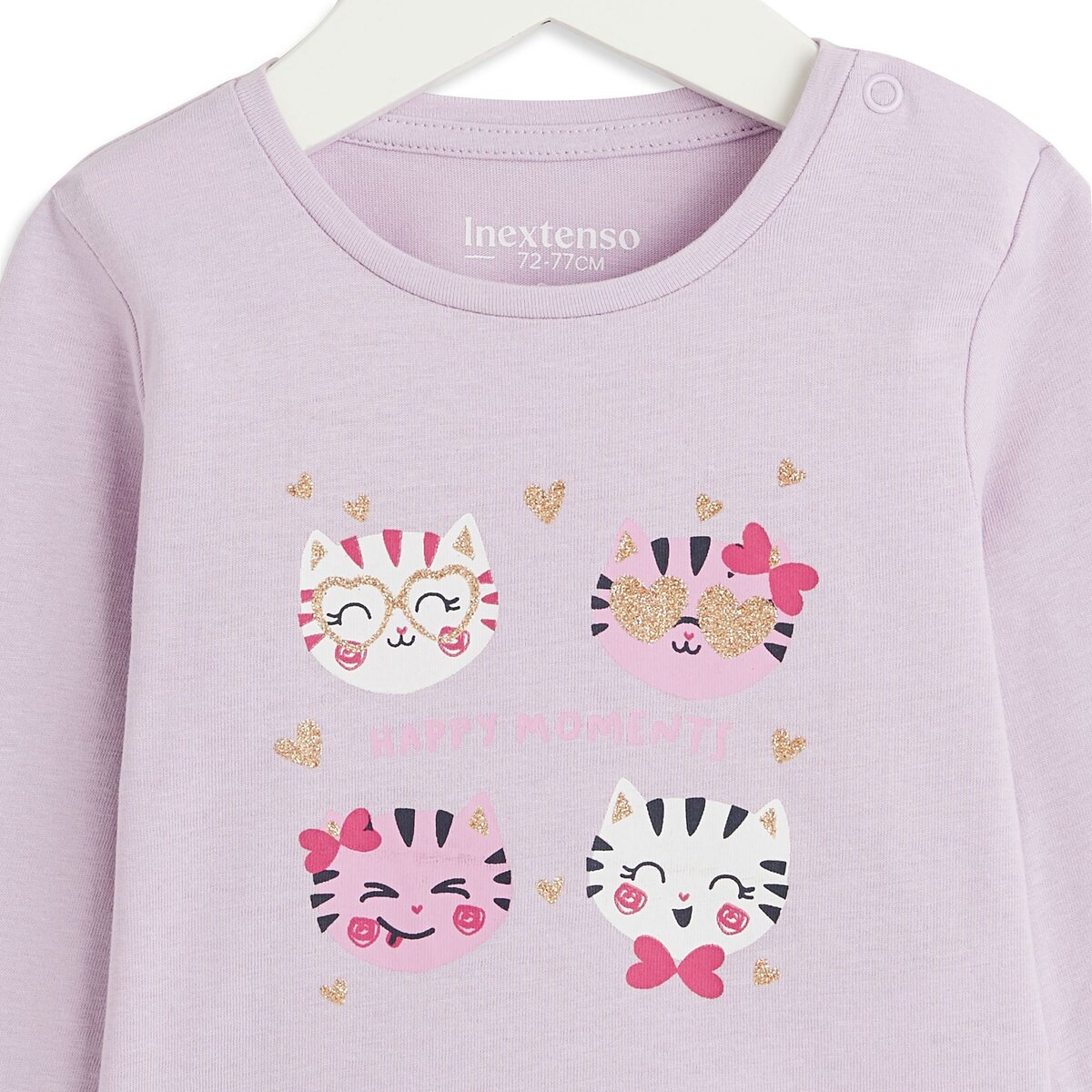 INEXTENSO T-shirt manches longues chat en coton bébé fille