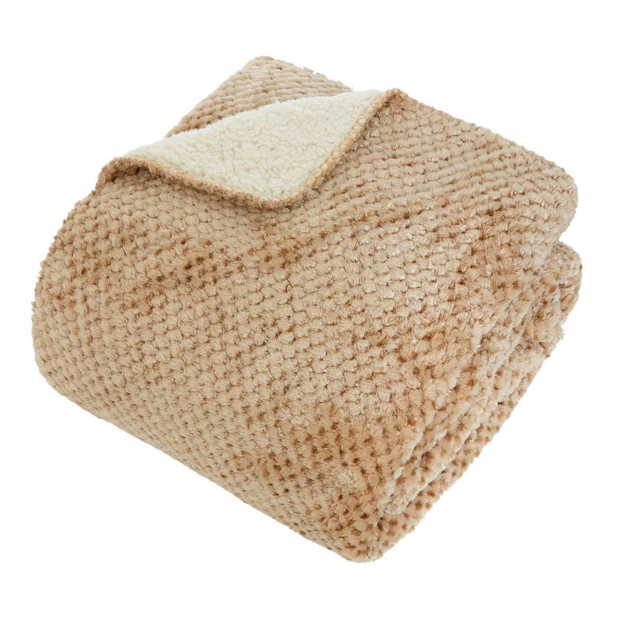 ATMOSPHERA Plaid sherpa en flanelle  lyno  130x170cm beige