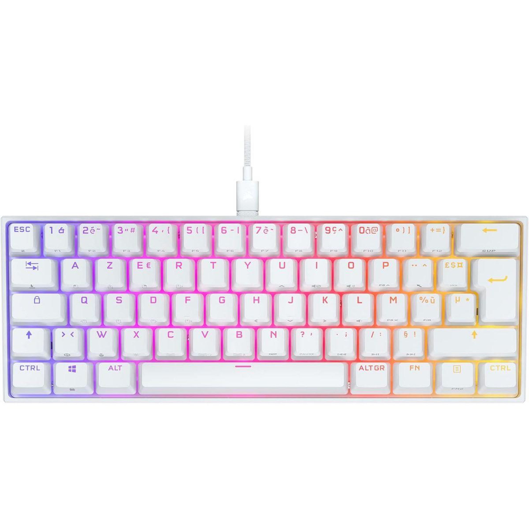 Corsair Clavier gamer k65 rgb mini cherry mx red blanc