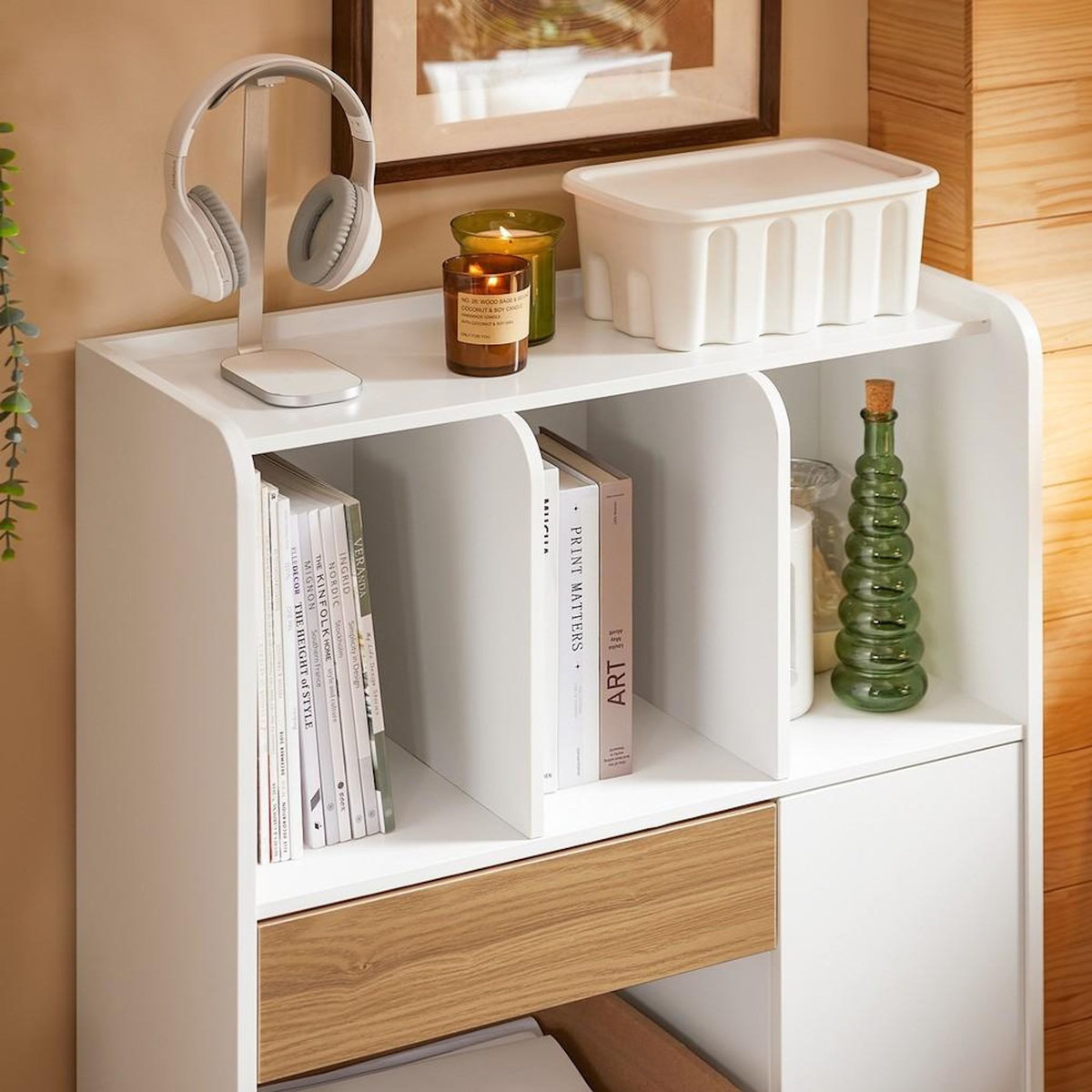 SOBUY SoBuy - Bibliothèque avec un tiroir - Blanc - 72x30x110cm - Nordique - STR11-NW