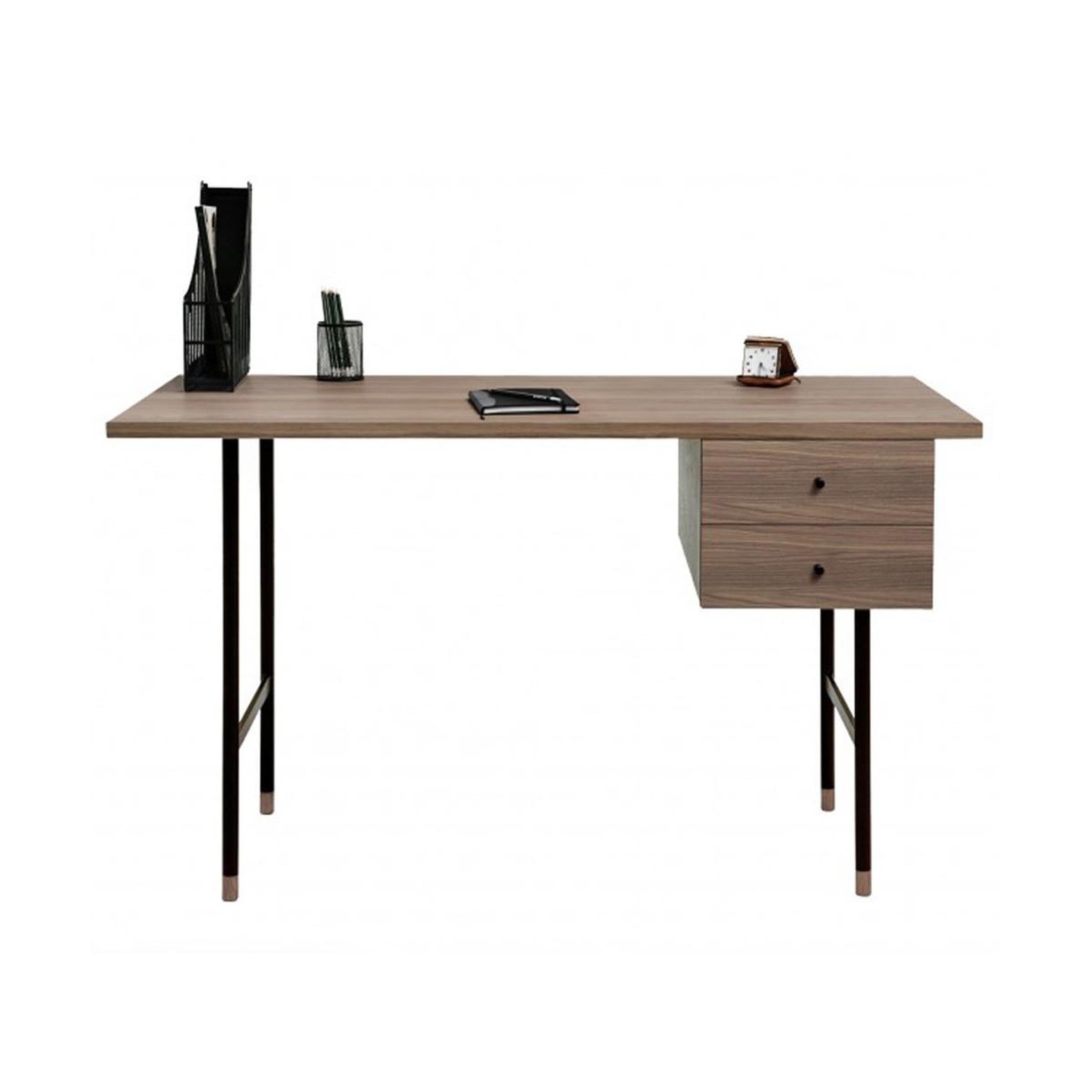 Voir la diapositive 2 : Paris Prix Bureau design 2 tiroirs  jugend  130cm noyer
