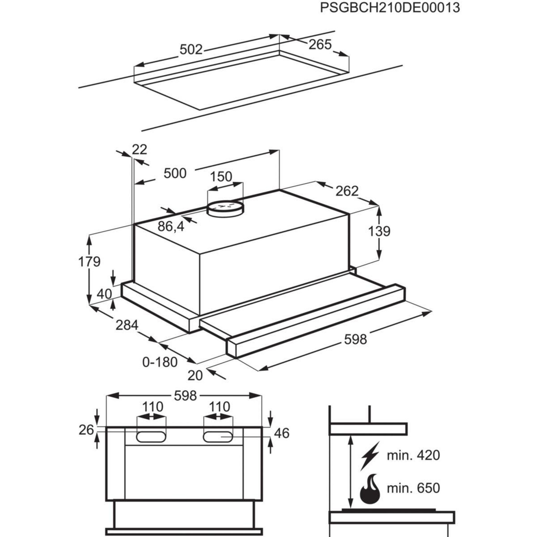 Voir la diapositive 5 : ELECTROLUX Hotte tiroir lfp326s led