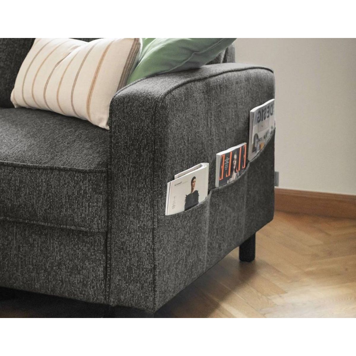 BEST MOBILIER Molly - canapé d'angle gauche 4 places convertible avec coffre en tissu