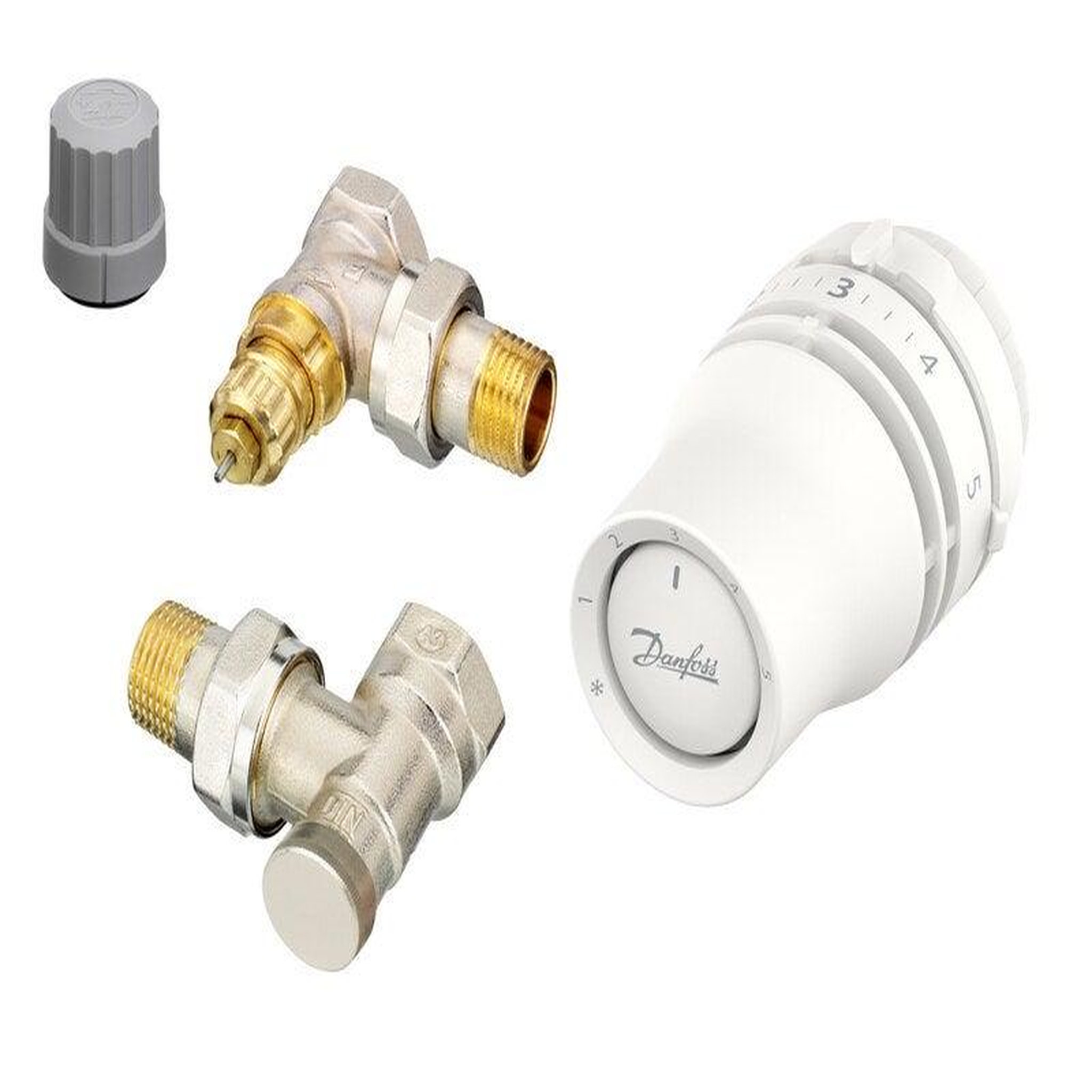 Danfoss Kit corps et robinet thermostatique équerre clic-clac laiton nickelé DANFOSS