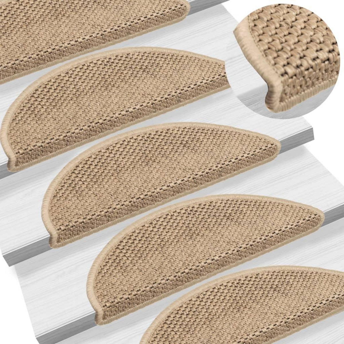 VIDAXL Tapis d'escalier autocollants 15 pcs 56x17x3 cm Sable