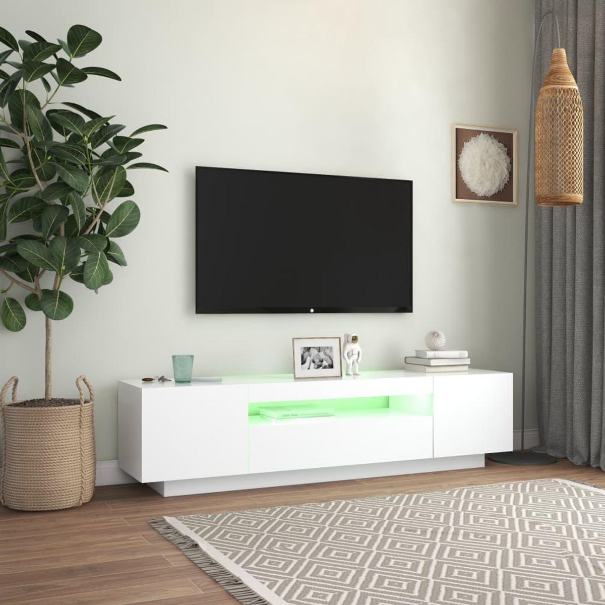 VIDAXL Meuble TV avec lumieres LED blanc 160x35x40 cm