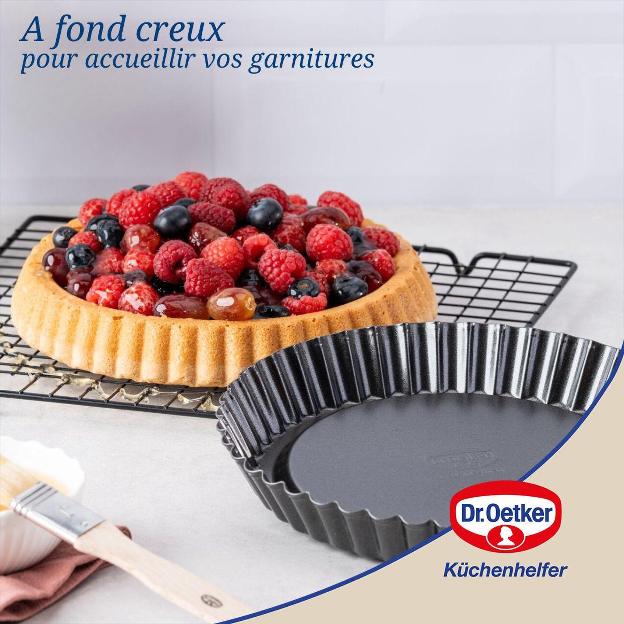 Voir la diapositive 5 : DR.OETKER Set de 2 moules à tarte renversée 22 cm et 28 cm dr oetker tradition