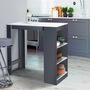 Voir la diapositive 2 : ID MARKET Table de bar BARTH 2 à 4 personnes bois gris plateau blanc