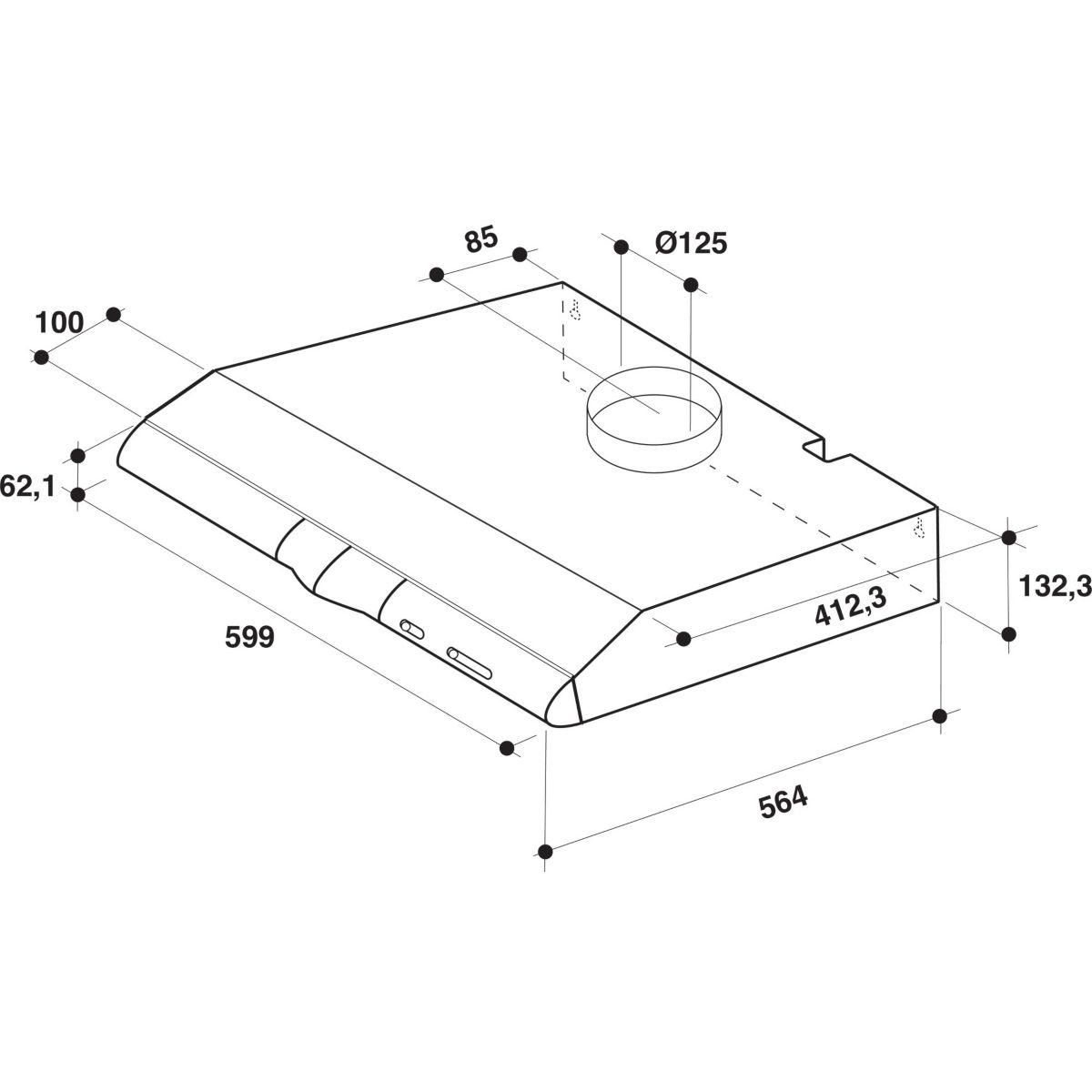 Whirlpool Hotte visière 60cm 270m3/h inox - WCN65FLX