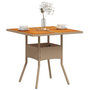 Voir la diapositive 4 : VIDAXL Table de jardin beige 80x80x75 cm resine tressee et bois acacia