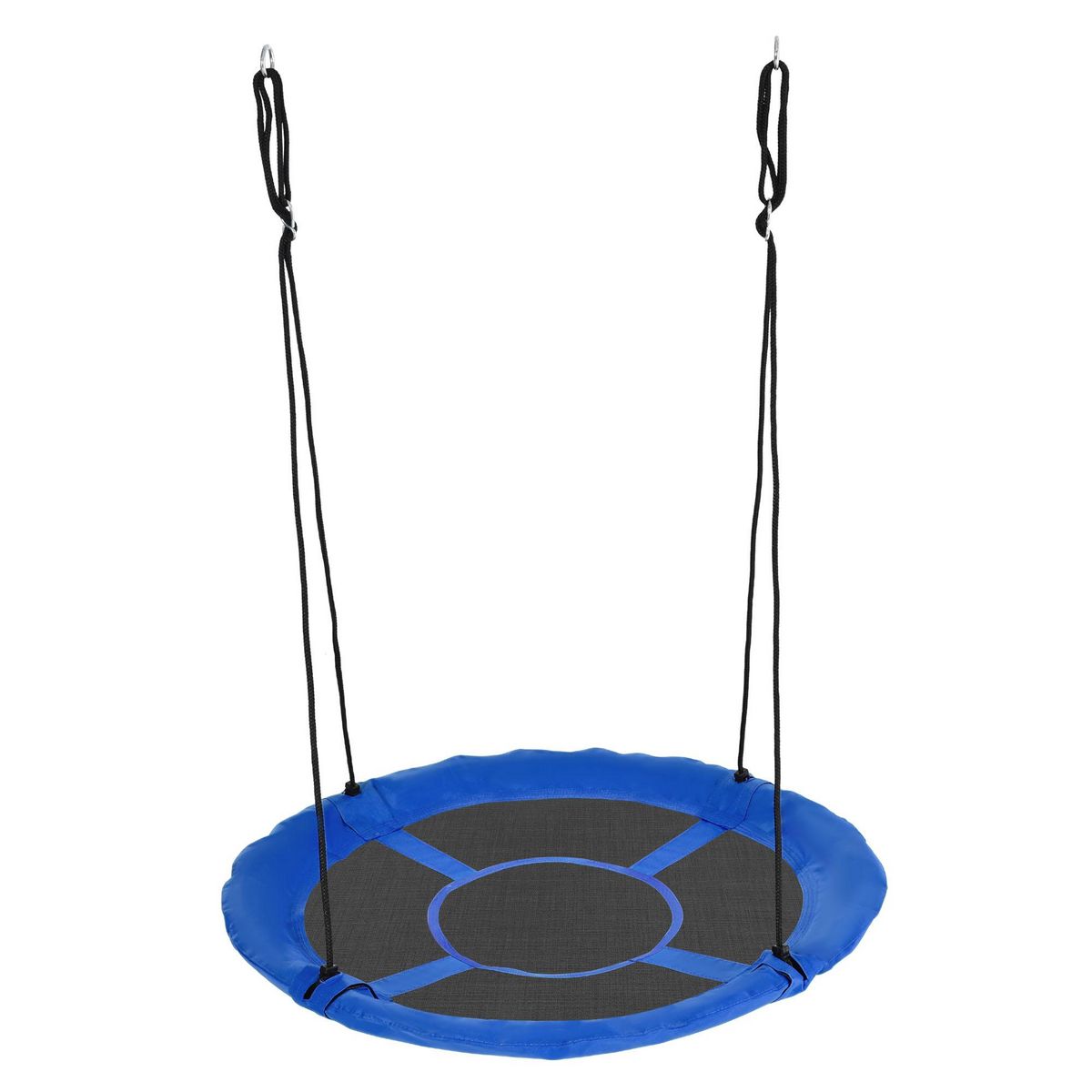 OUTSUNNY Balançoire nid d'oiseau ronde Ø 110 cm 4 anneaux inclus bleu