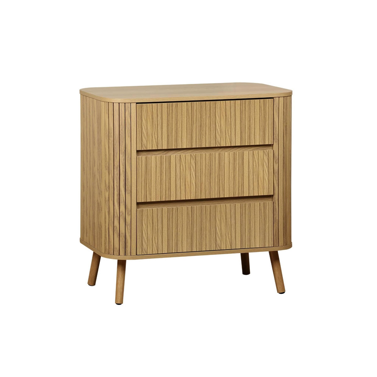 SWEEEK Commode 3 tiroirs. décor strié naturel. L 80x P 45  H 80cm