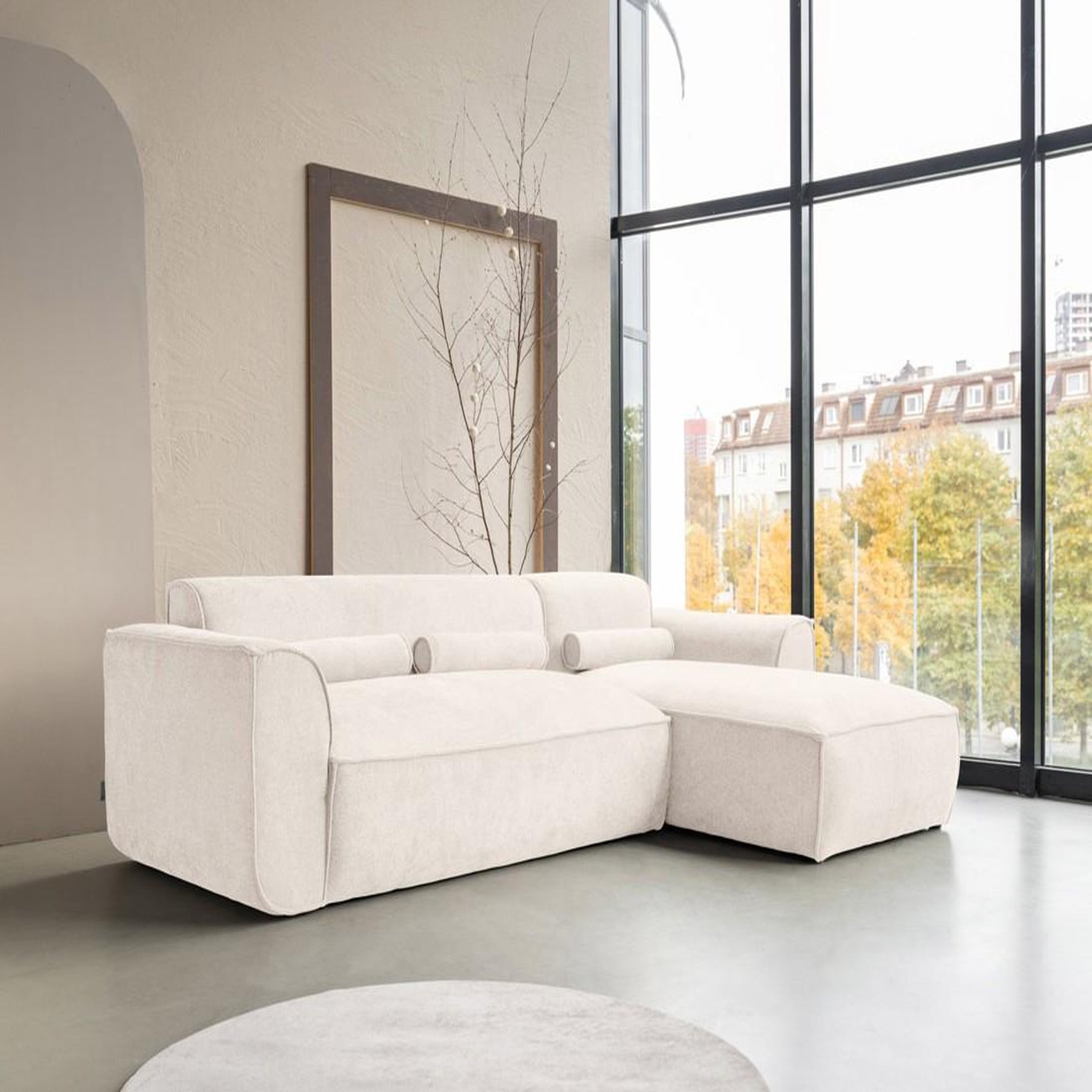 Voir la diapositive 2 : BEST MOBILIER Felix - canapé modulable d'angle droit 4 places en tissu texturé