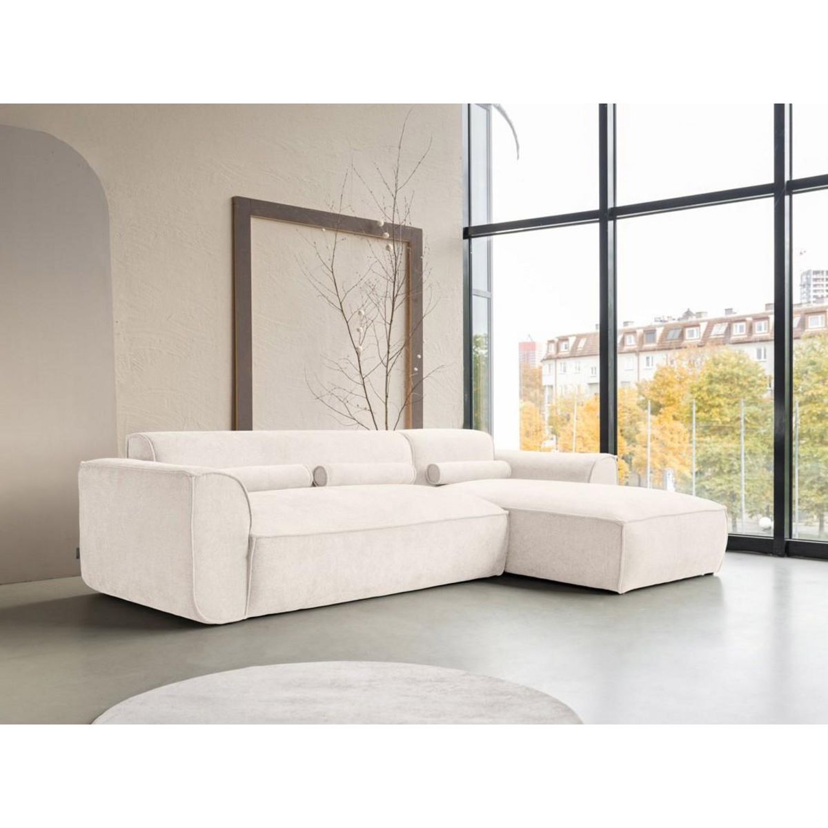 BEST MOBILIER Felix - canapé modulable d'angle droit 4 places en tissu texturé