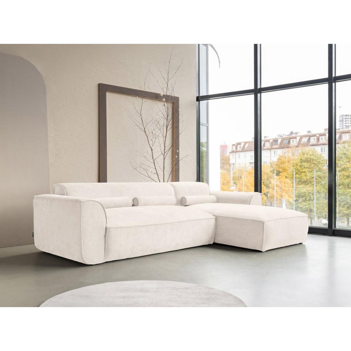 BEST MOBILIER Felix - canapé modulable d'angle droit 4 places en tissu texturé