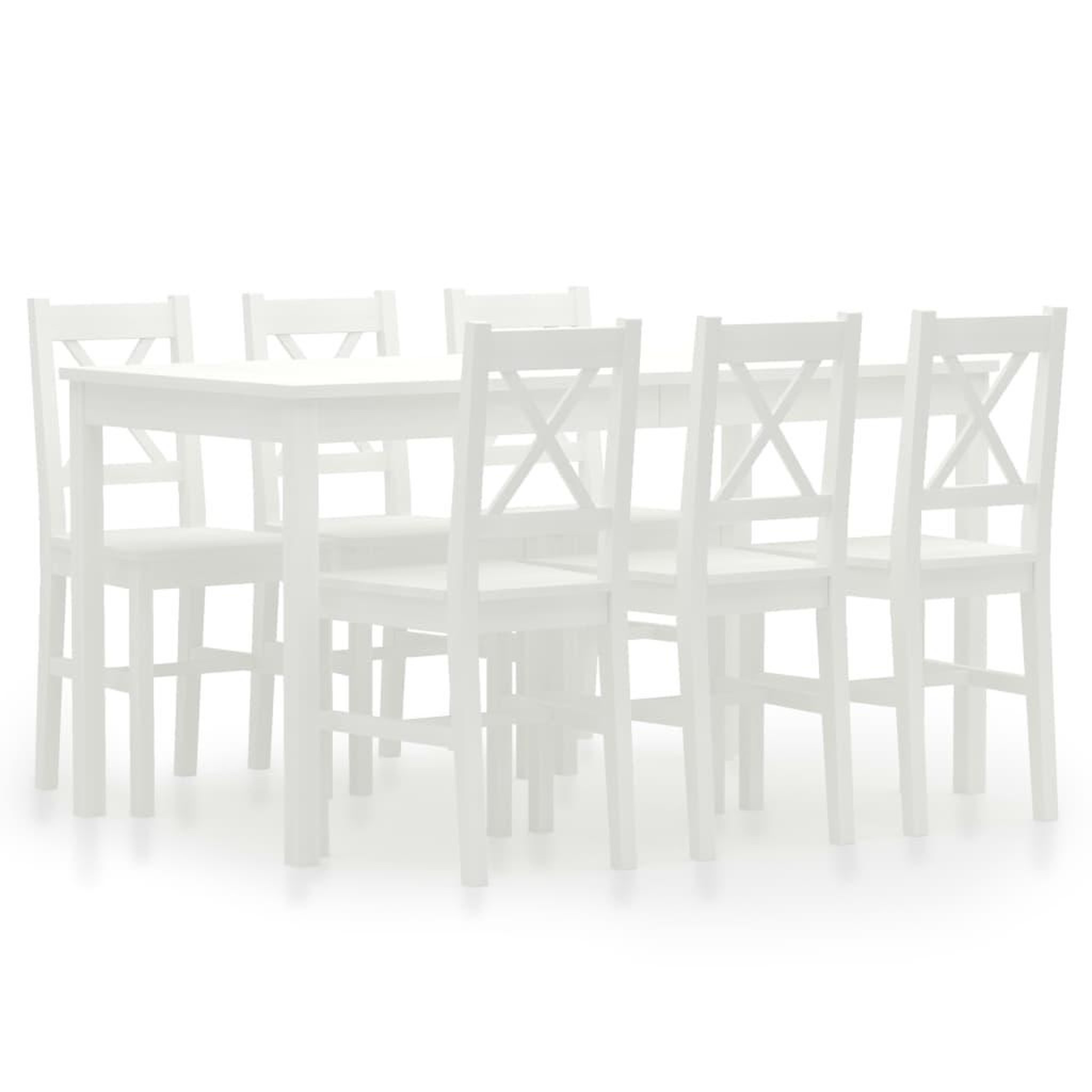 Voir la diapositive 1 : VIDAXL Ensemble de salle a manger 7 pcs Pinede Blanc