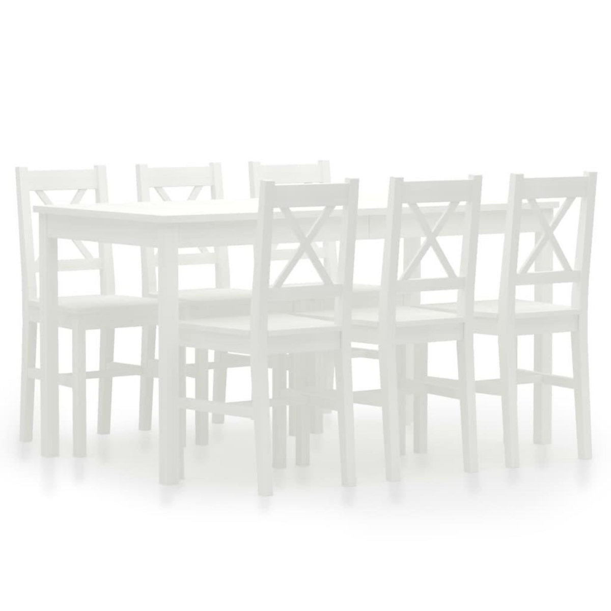 VIDAXL Ensemble de salle a manger 7 pcs Pinede Blanc