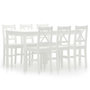 Voir la diapositive 1 : VIDAXL Ensemble de salle a manger 7 pcs Pinede Blanc
