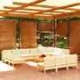 VIDAXL Salon de jardin 14 pcs avec coussins creme Bois de pin massif