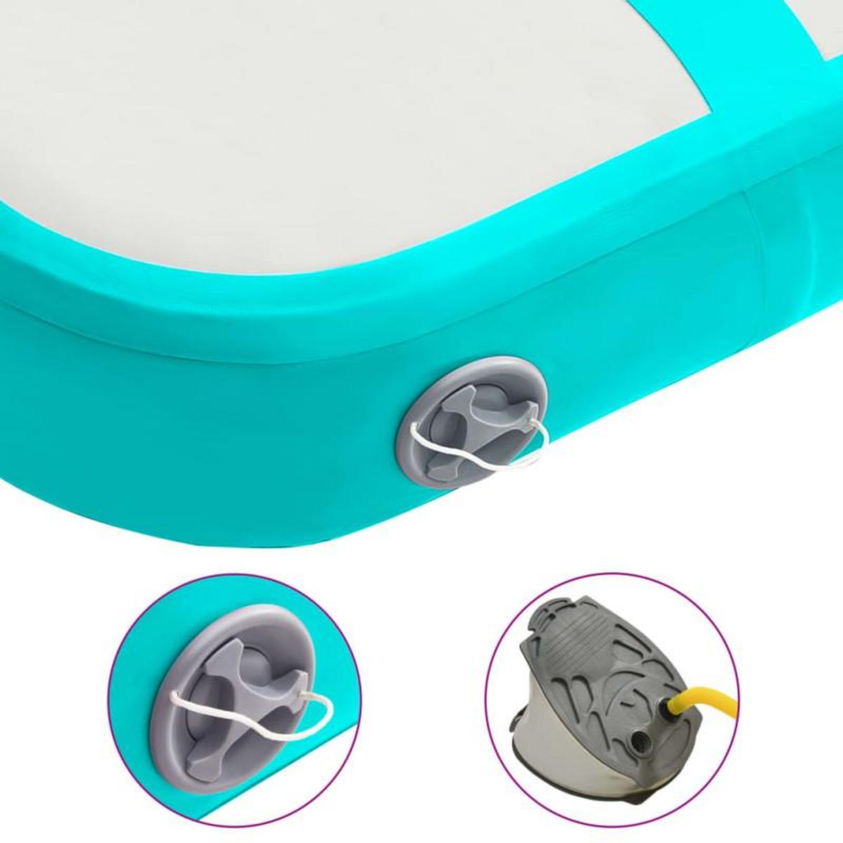 VIDAXL Tapis gonflable de gymnastique avec pompe 60x100x10 cm PVC Vert