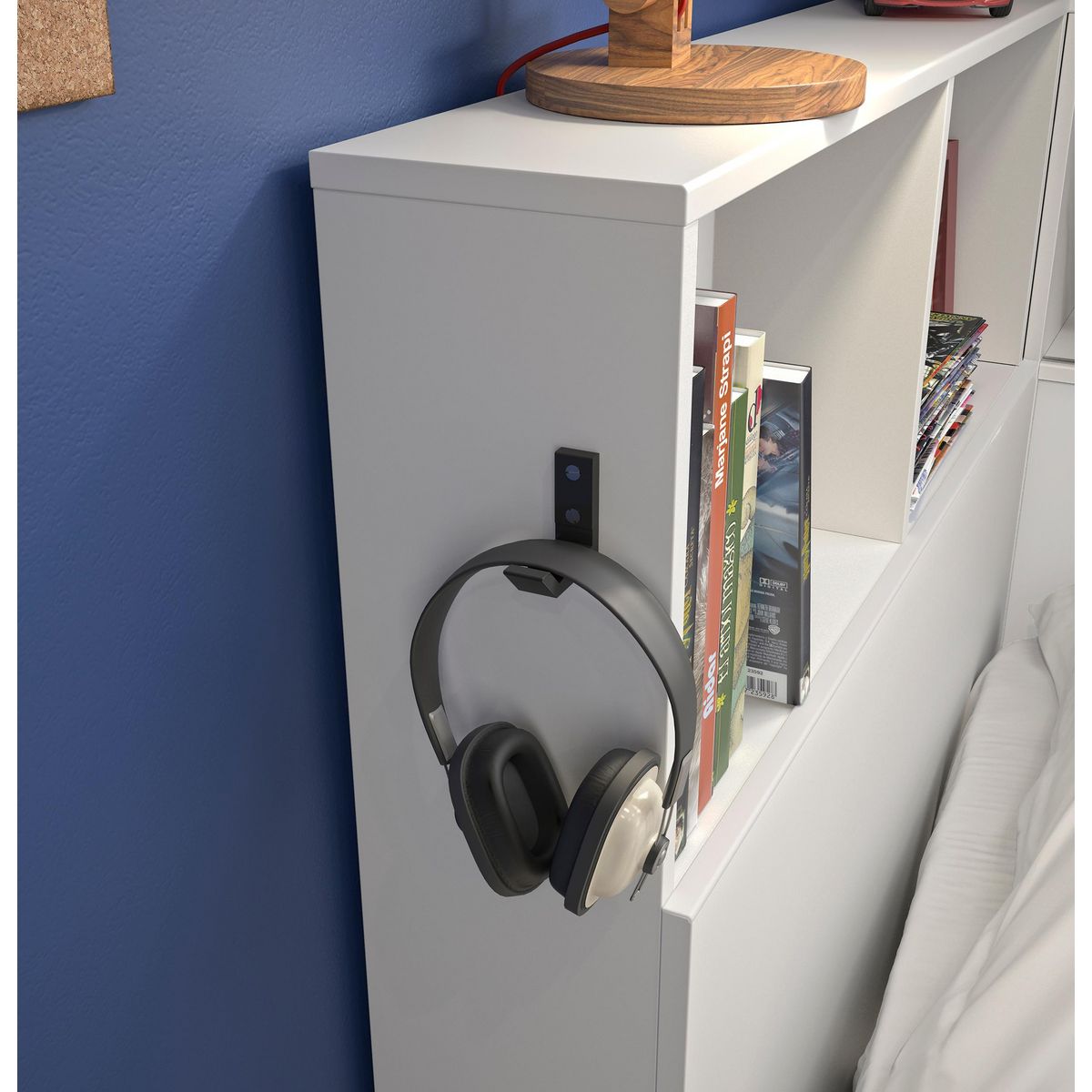 Lit 1 place avec 1 tiroir et rangements 90x200 cm LOUANE