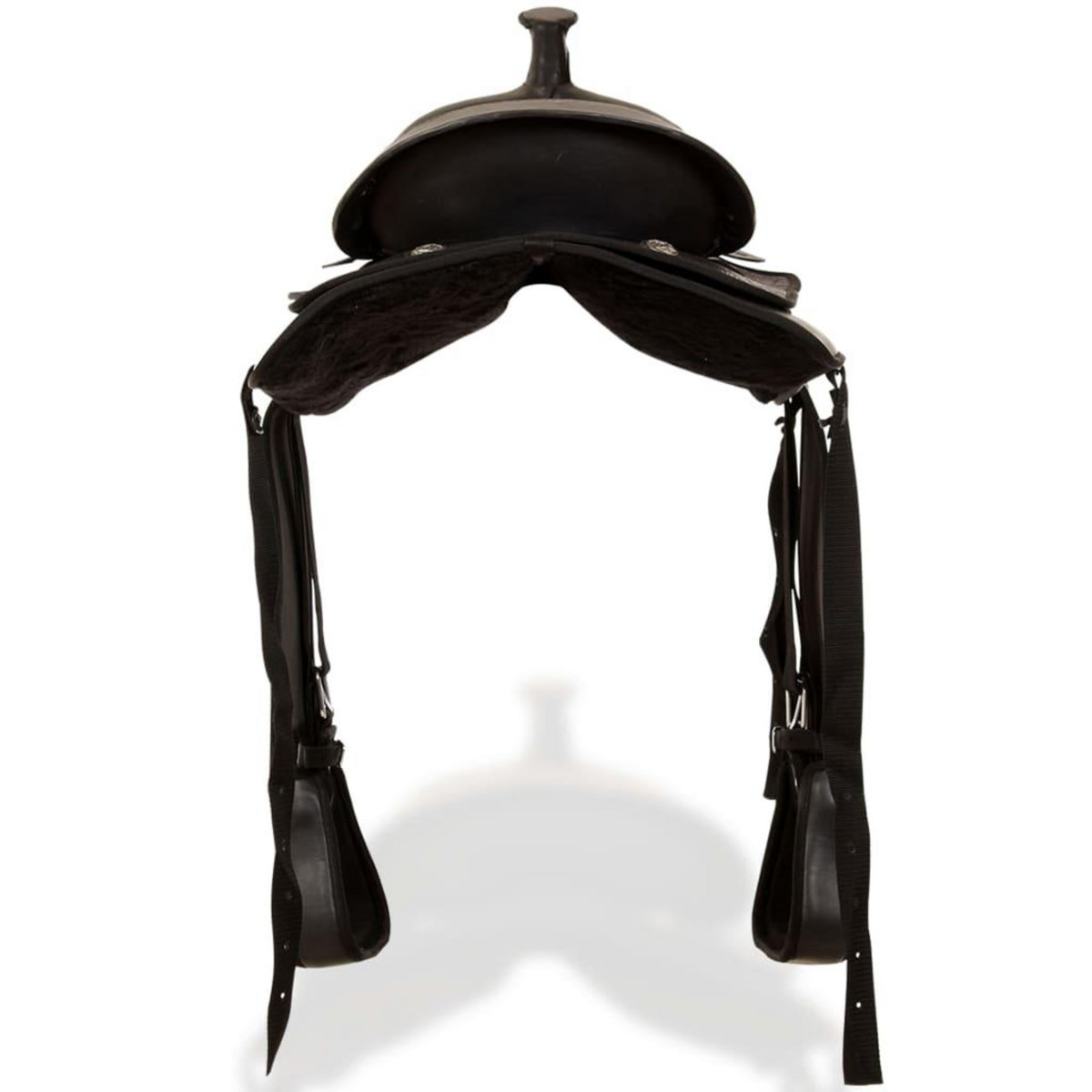 VIDAXL Selle, bridon et col de poitrine Cuir veritable 16 po Noir