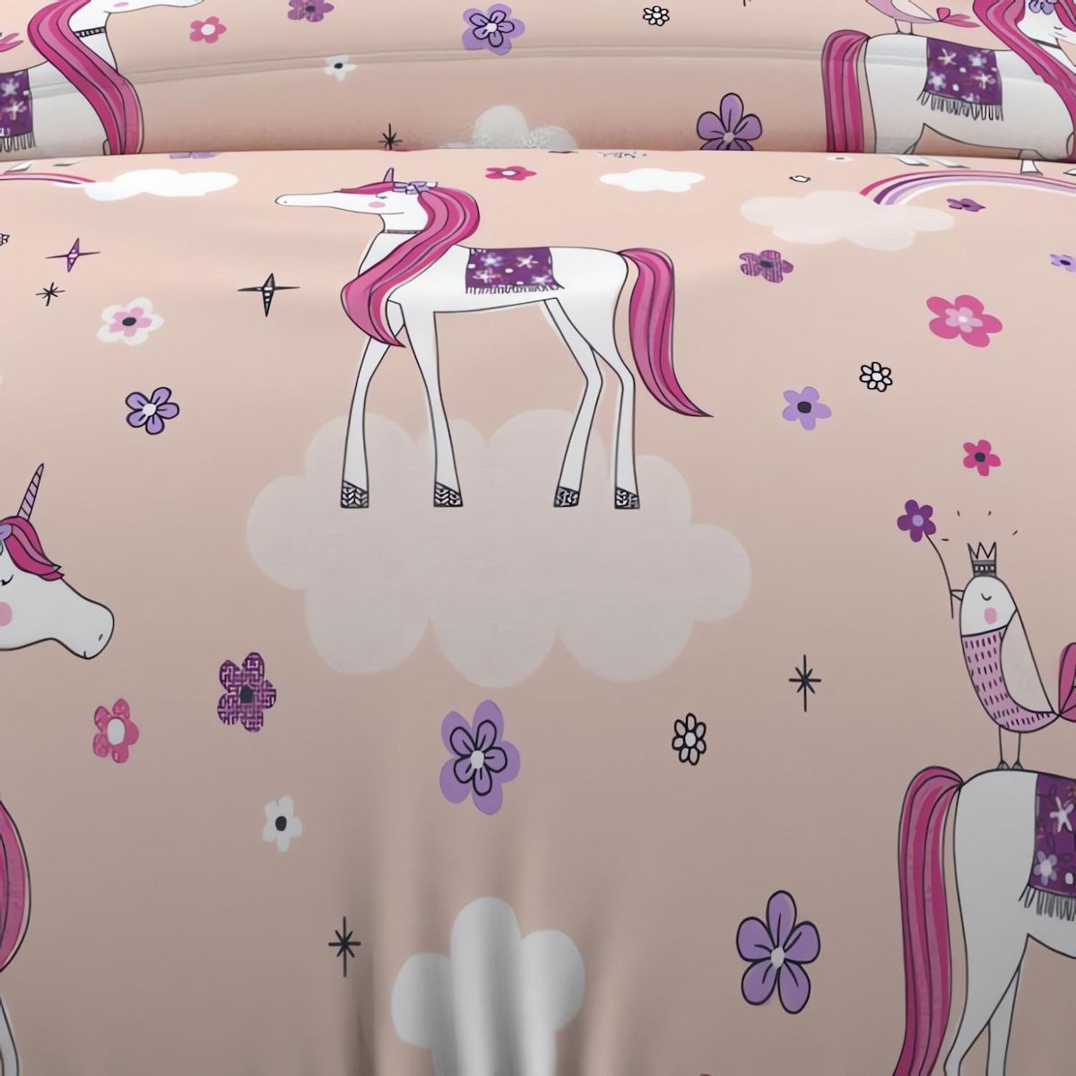 SOLEIL D'OCRE Parure housse de couette LICORNES, 100% coton 57 fils/cm2, par Soleil d'Ocre