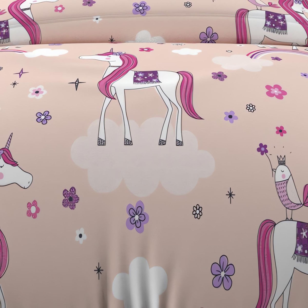 SOLEIL D'OCRE Parure housse de couette LICORNES, 100% coton 57 fils/cm2, par Soleil d'Ocre