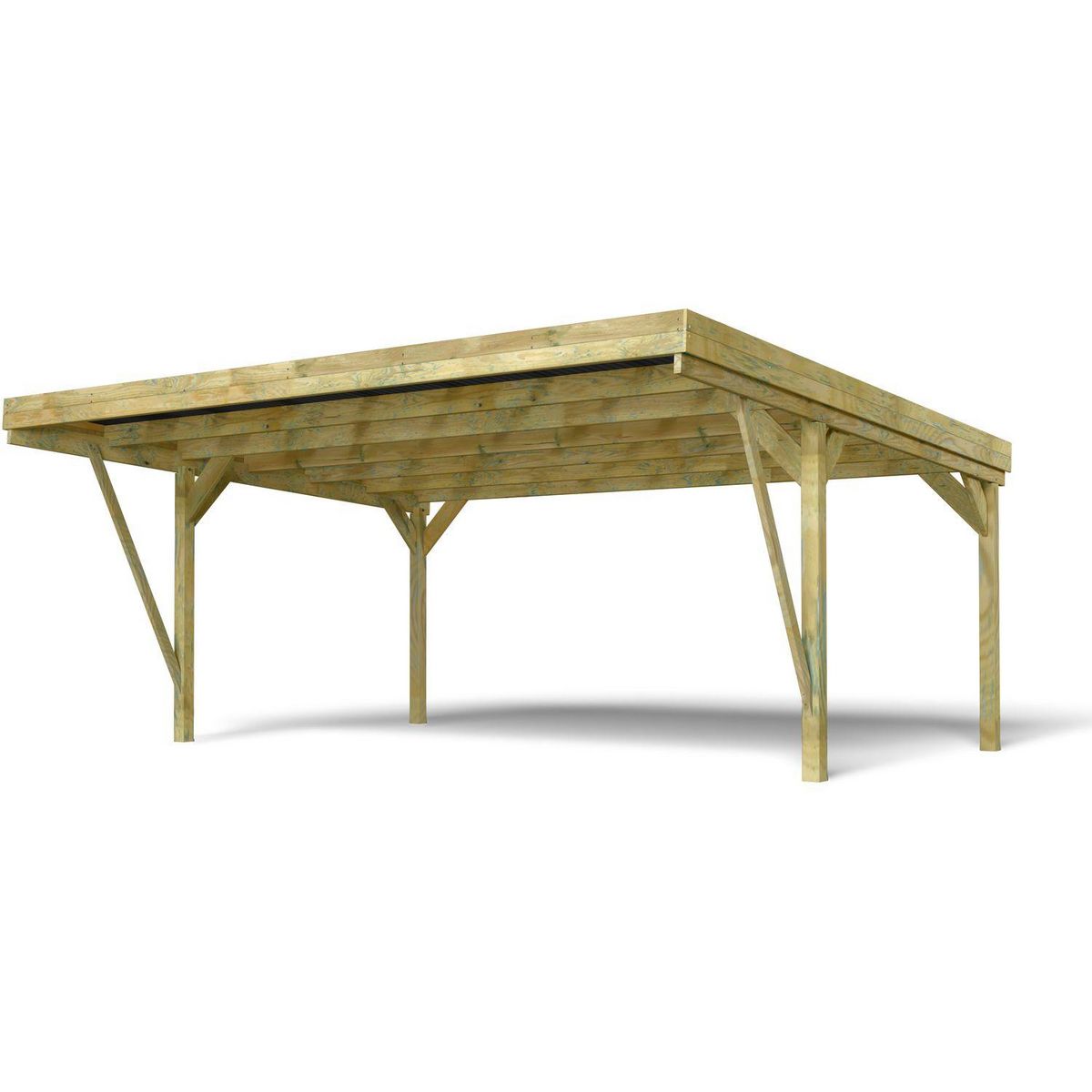 Forest Style Carport toit plat - Bois traité autoclave - 2 voitures - 30,9 m² - VICTOR DESIGN