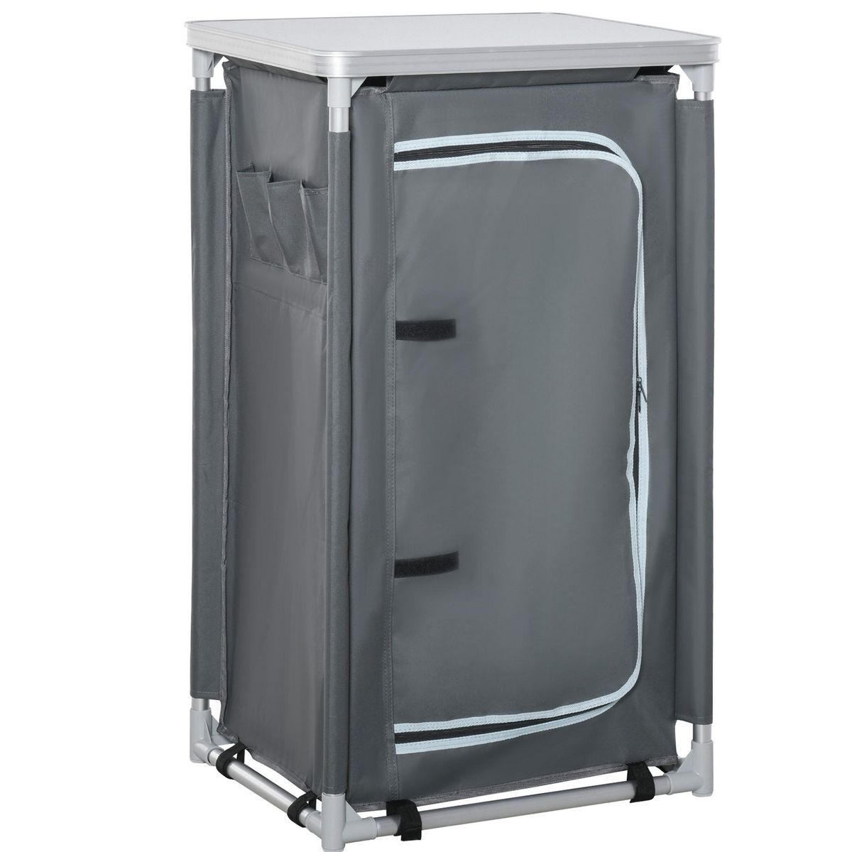 OUTSUNNY Rangement cuisine de camping pliable avec sac transport - 2 étagères - alu polyester gris