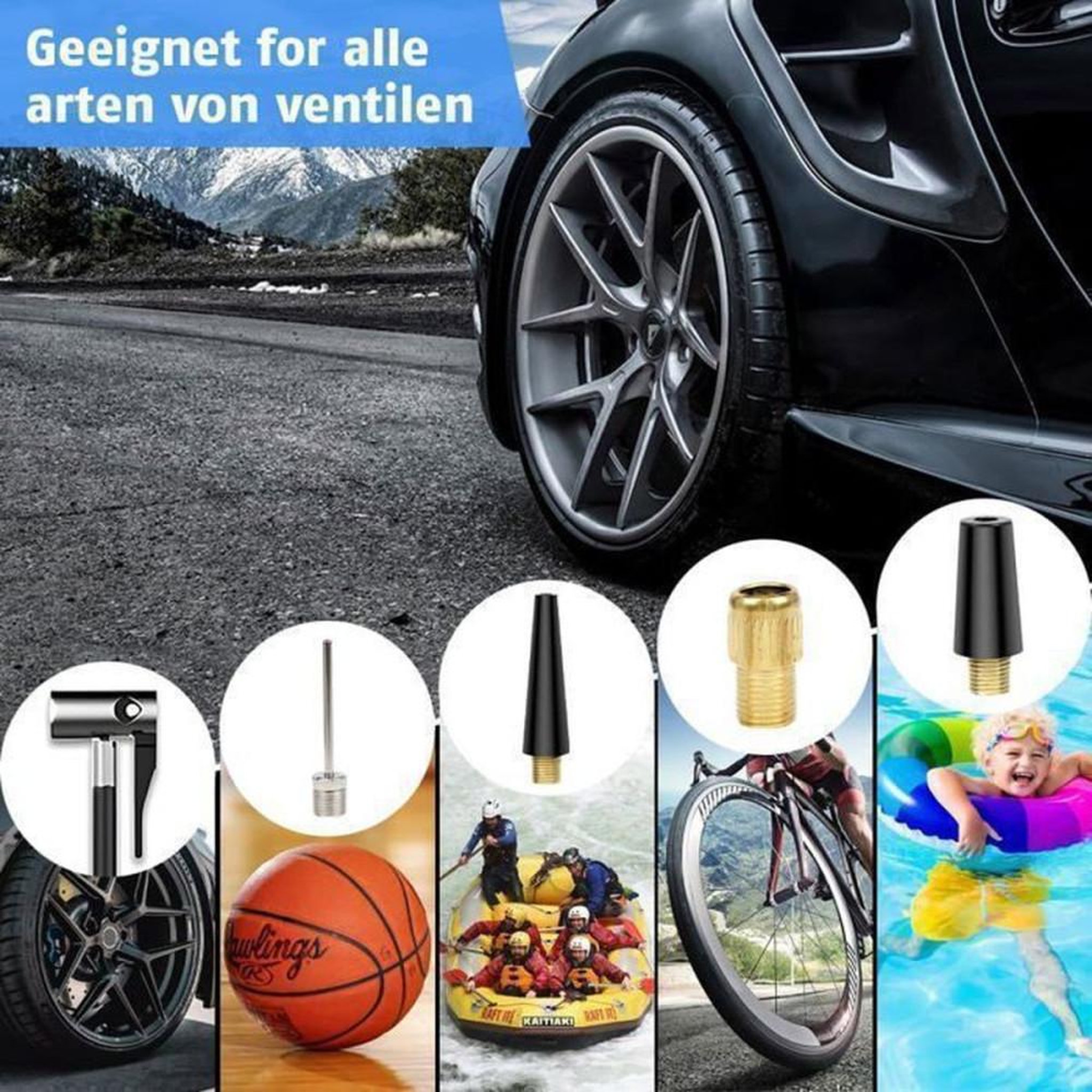 Voir la diapositive 2 : Gonfleur de pneus sans fil 150 PSI à écran LCD, 4 modes avec arrêt automatique et lampe LED, pompe électrique rechargeable USB 4000 mAh, valves universelles