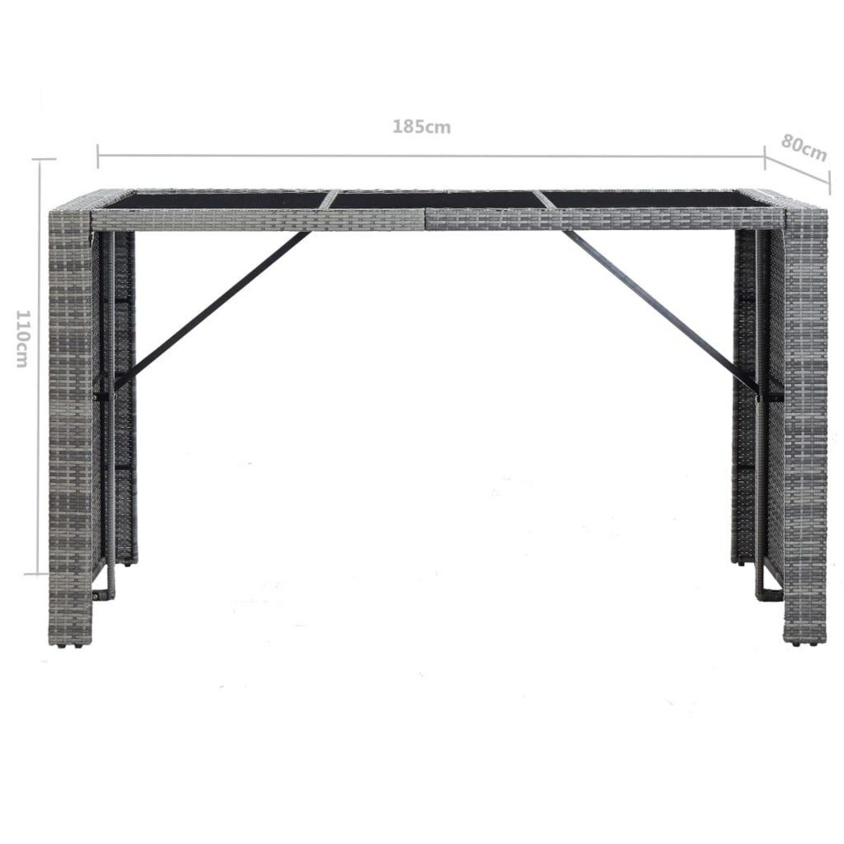 VIDAXL Meuble de bar de jardin 7 pcs et coussins Resine tressee Gris