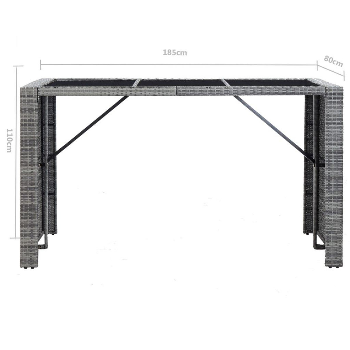 VIDAXL Meuble de bar de jardin 7 pcs et coussins Resine tressee Gris