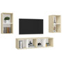 Voir la diapositive 3 : VIDAXL Meubles TV muraux 4 pcs Blanc et chene sonoma Bois d'ingenierie