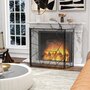 Voir la diapositive 4 : HOMCOM Pare-feu cheminée poêle design graphique - 3 volets pliables - dim. 135L x 1,2l x 85H cm - acier métal noir