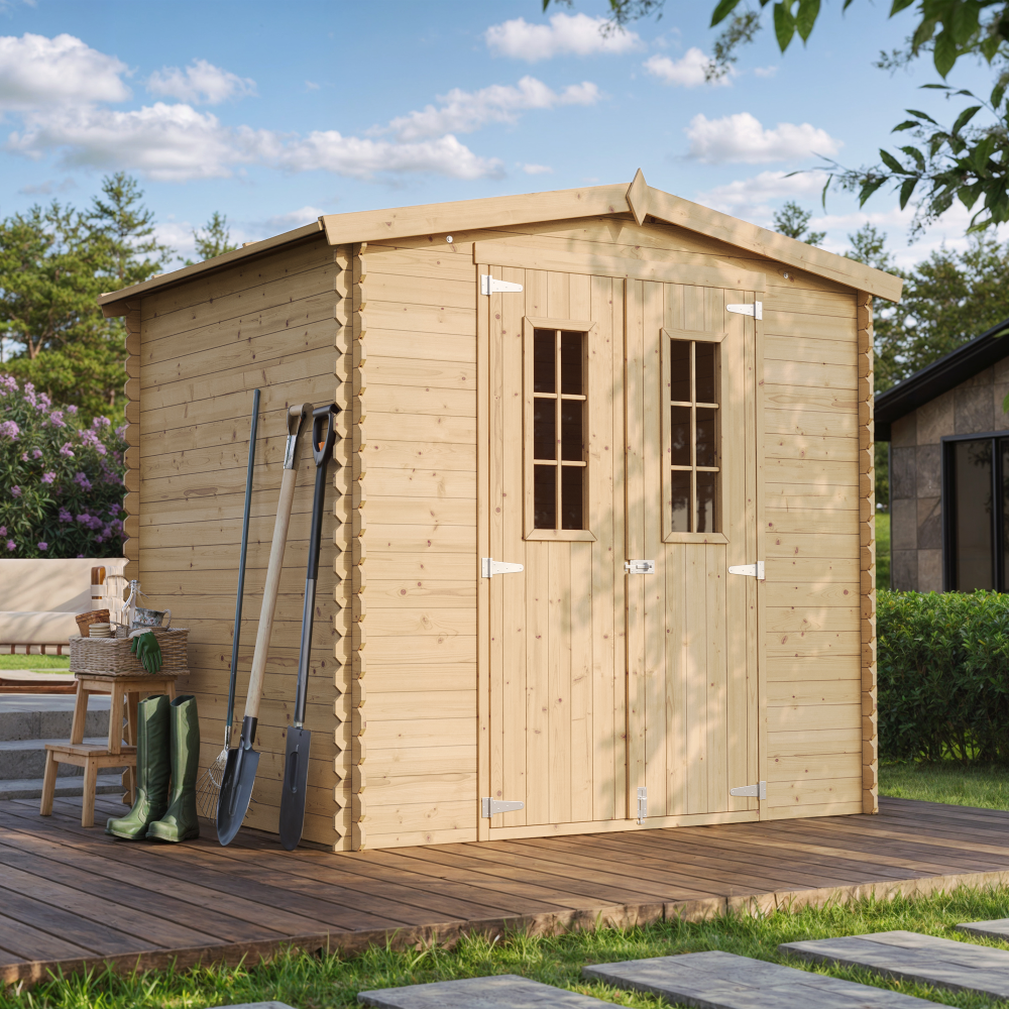 Voir la diapositive 4 : TIMBELA Abri de Jardin en Bois 4.33 m² Cabanon Jardin Exterieur à Outils et Velo avec Fenêtres M369C