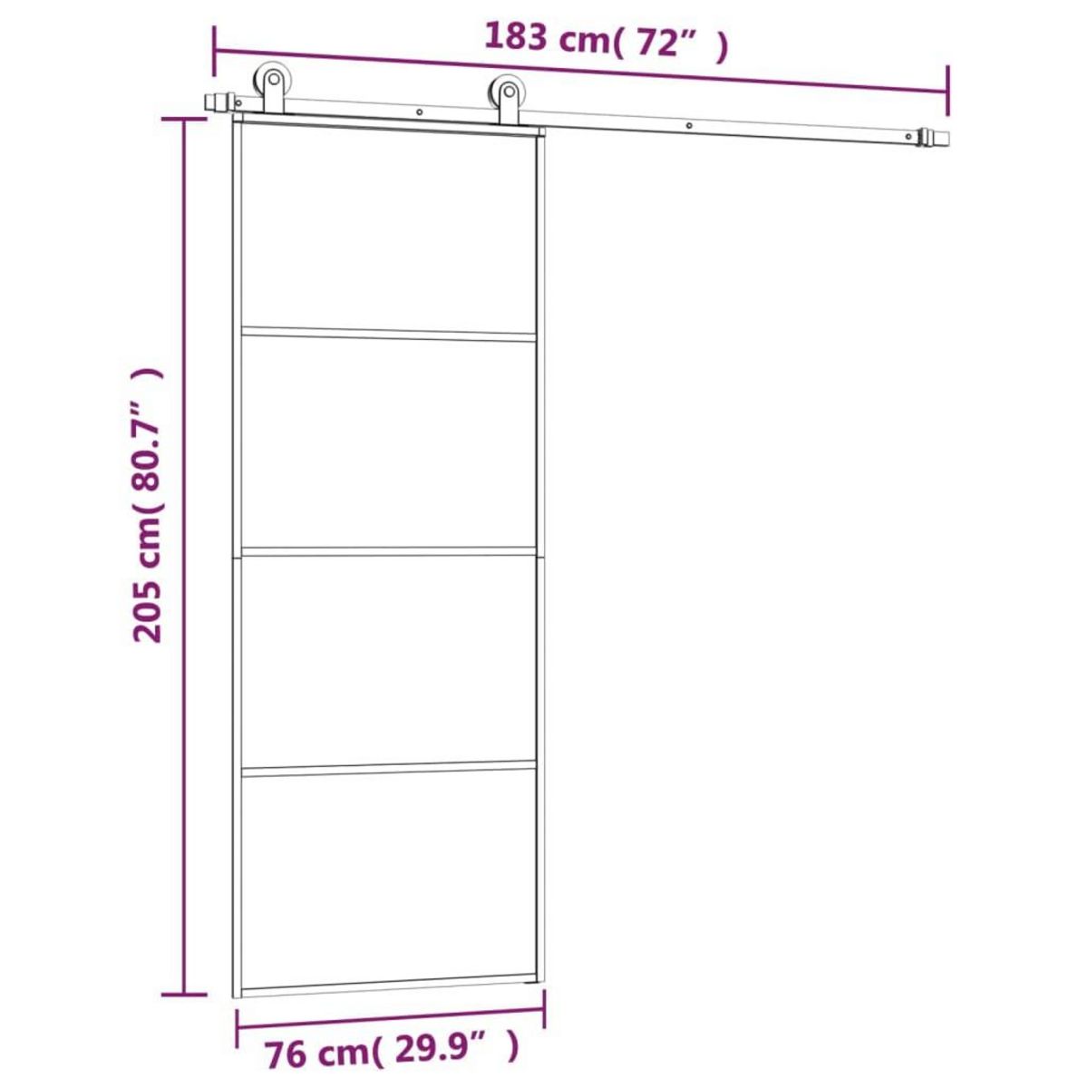 VIDAXL Porte coulissante avec kit de quincaillerie 76x205 cm Verre ESG