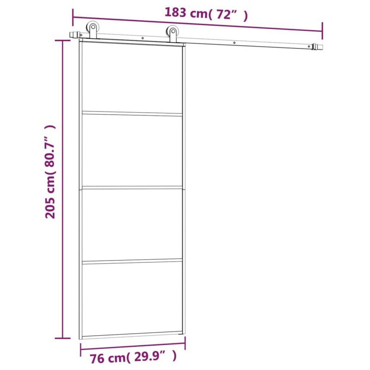 VIDAXL Porte coulissante avec kit de quincaillerie 76x205 cm Verre ESG