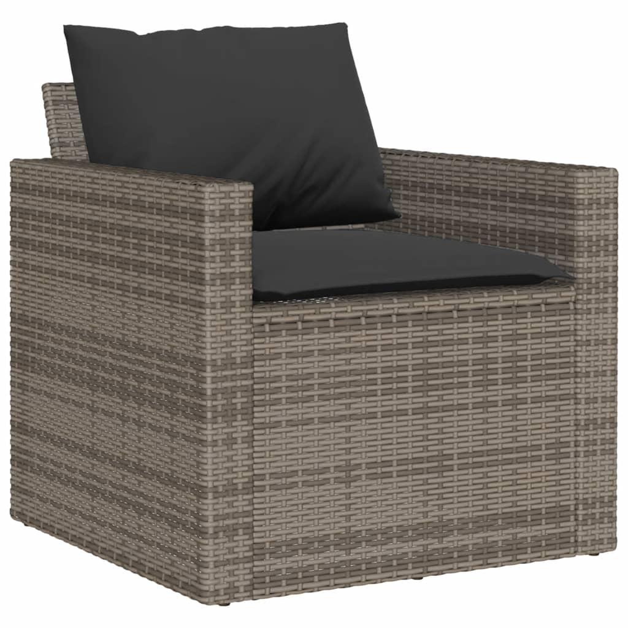 Voir la diapositive 4 : VIDAXL Salon de jardin 4 pcs avec coussins gris resine tressee