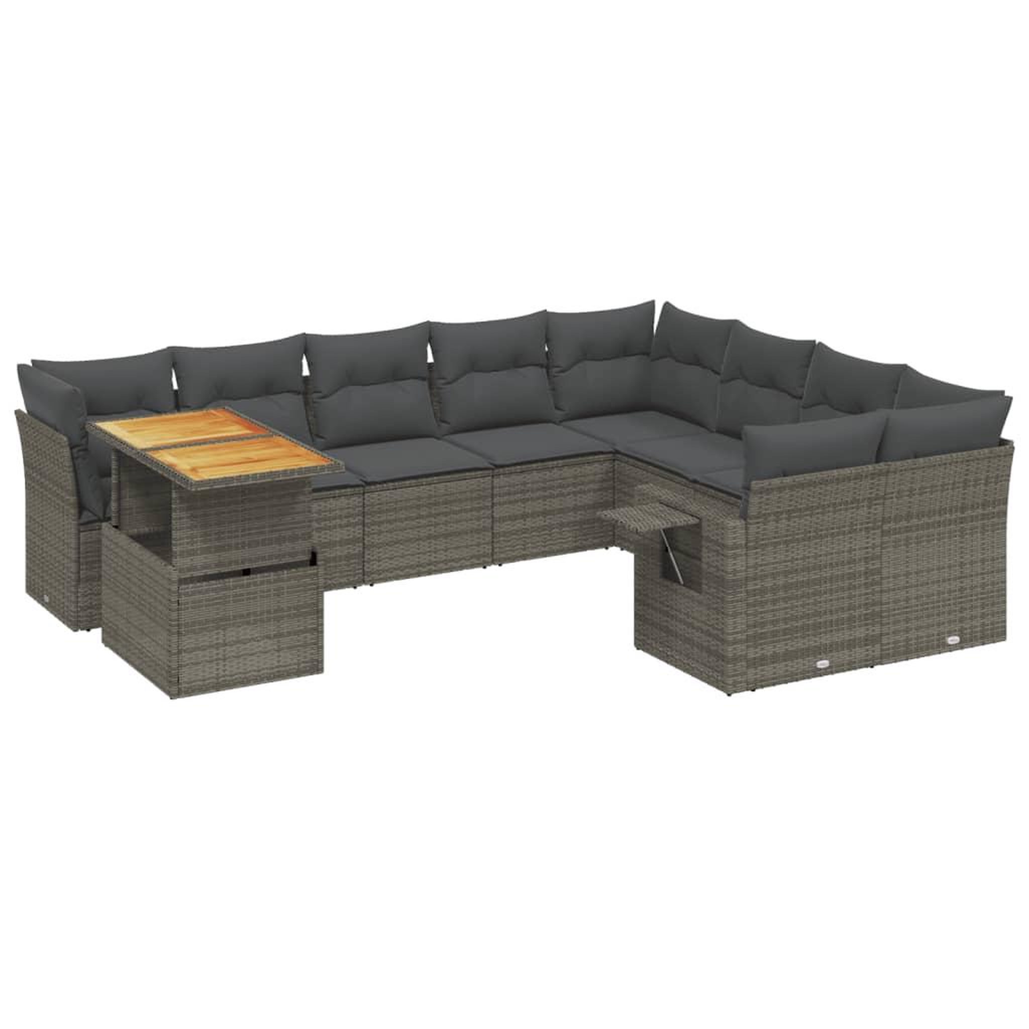 Voir la diapositive 2 : VIDAXL Salon de jardin avec coussins 10 pcs gris resine tressee