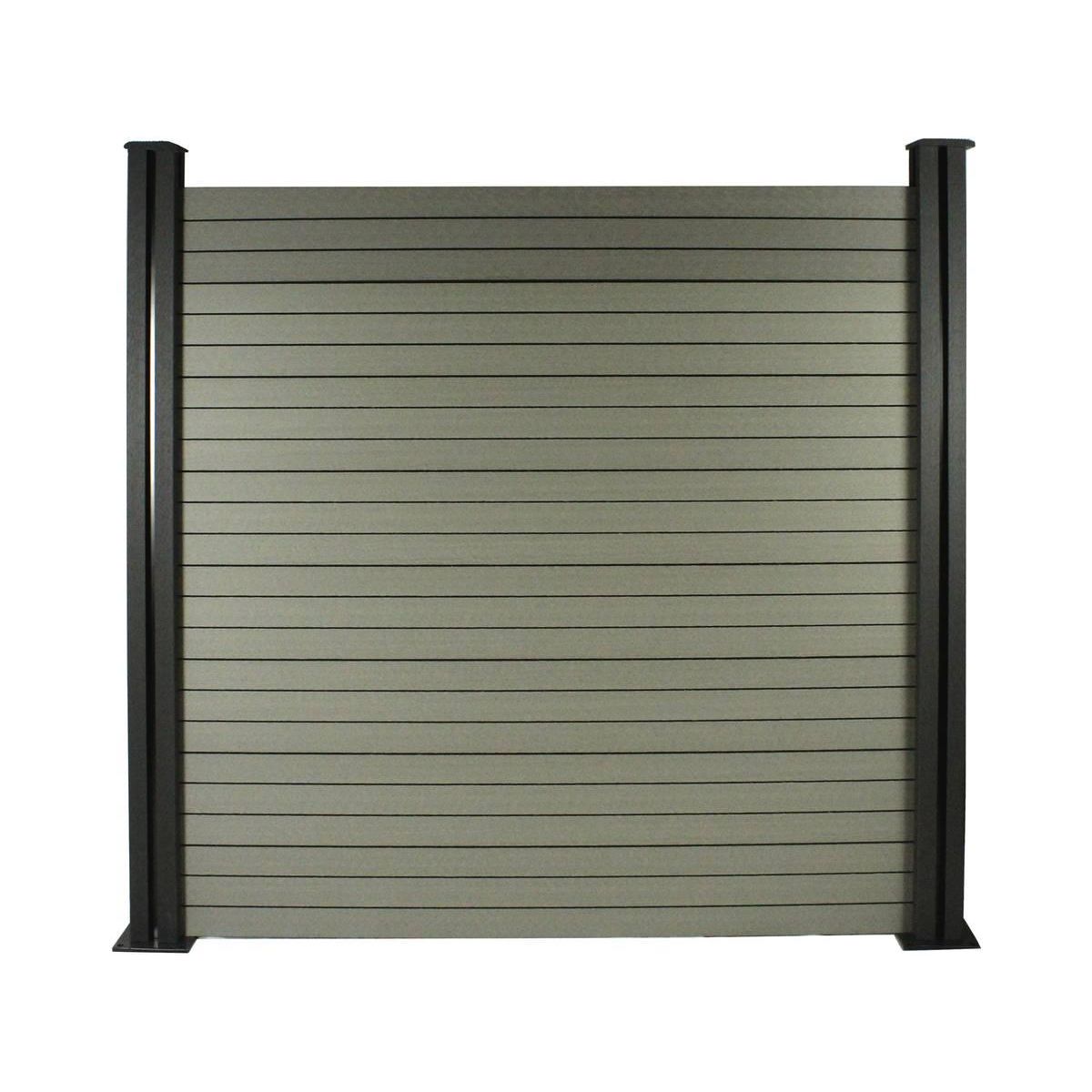 Habitat et Jardin Kit Clôture 4.8 x 1.2 m composite - Kit de fixation offert - Gris