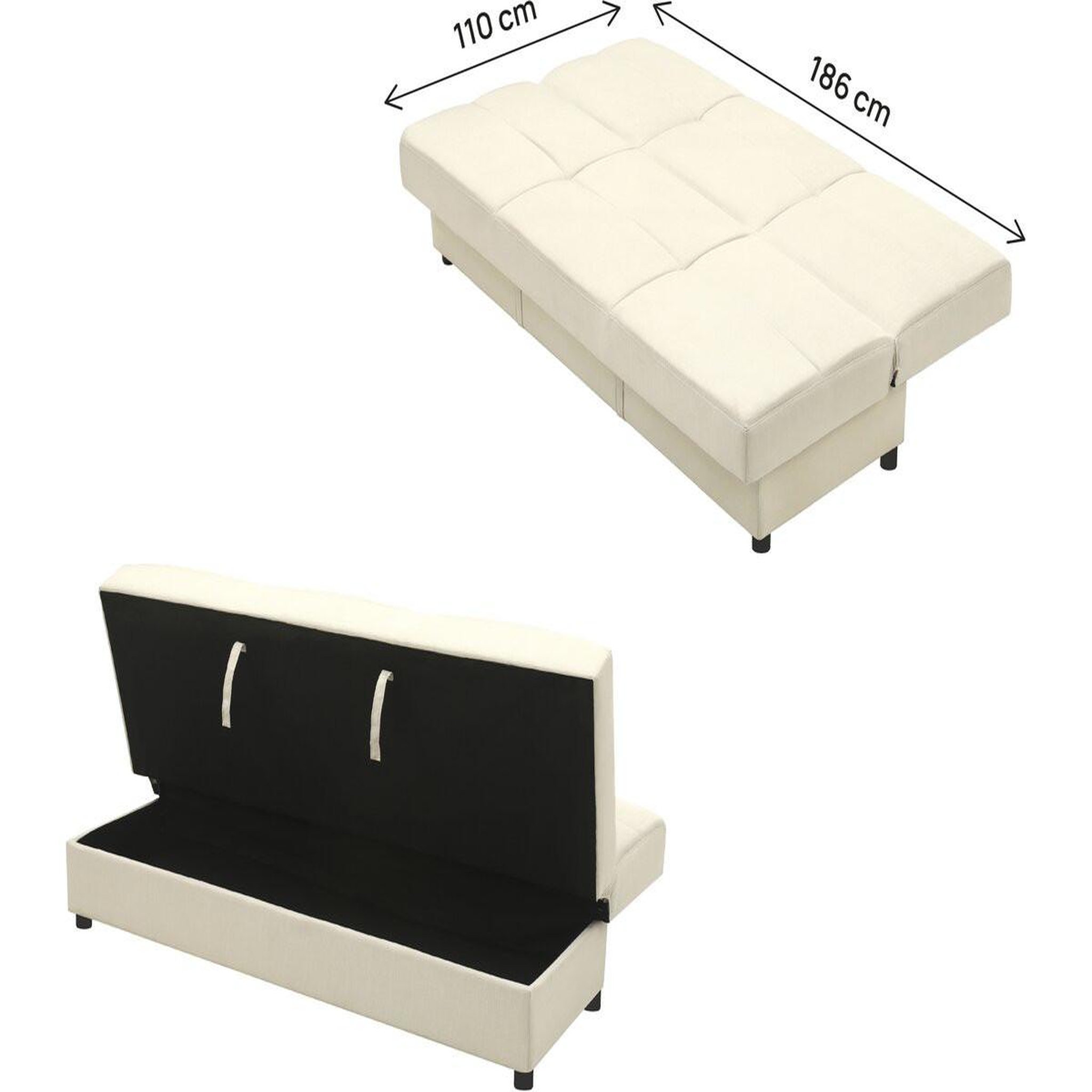 Voir la diapositive 3 : Habitat et Jardin Canapé clic-clac  enzo  - 186 x 80 x 87 cm - 3 places - beige