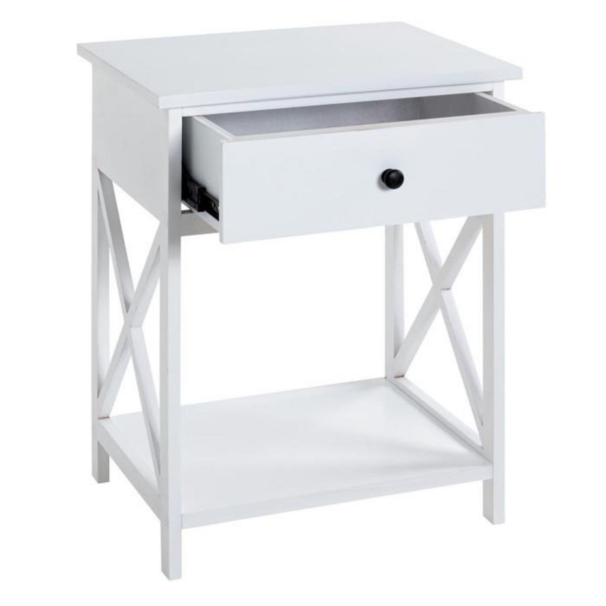 Paris Prix Table d'Appoint 1 Tiroir Design  Guda  60cm Blanc