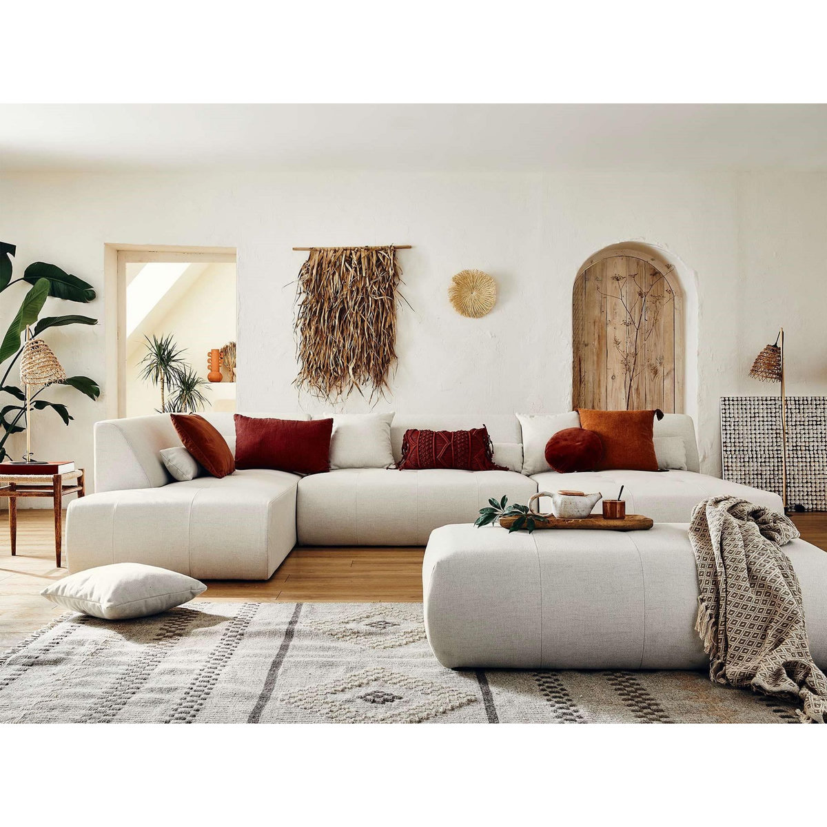 LISA DESIGN Onyx - canapé modulable panoramique d'angle gauche 7 places - en tissu