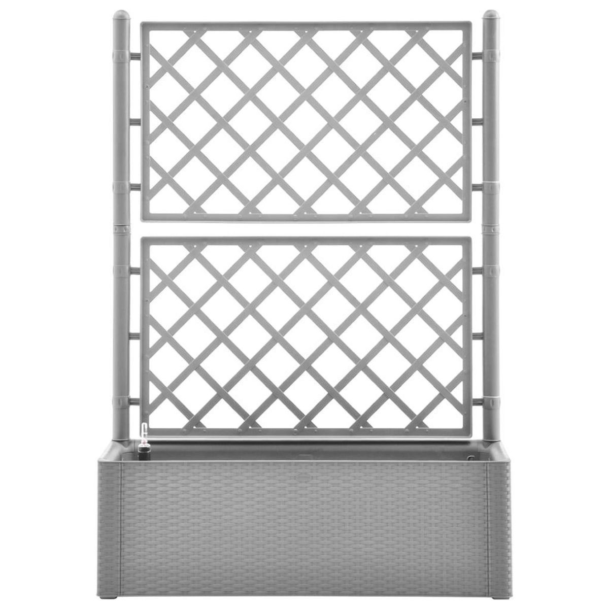 VIDAXL Lit sureleve de jardin et treillis et systeme d'arrosage Gris