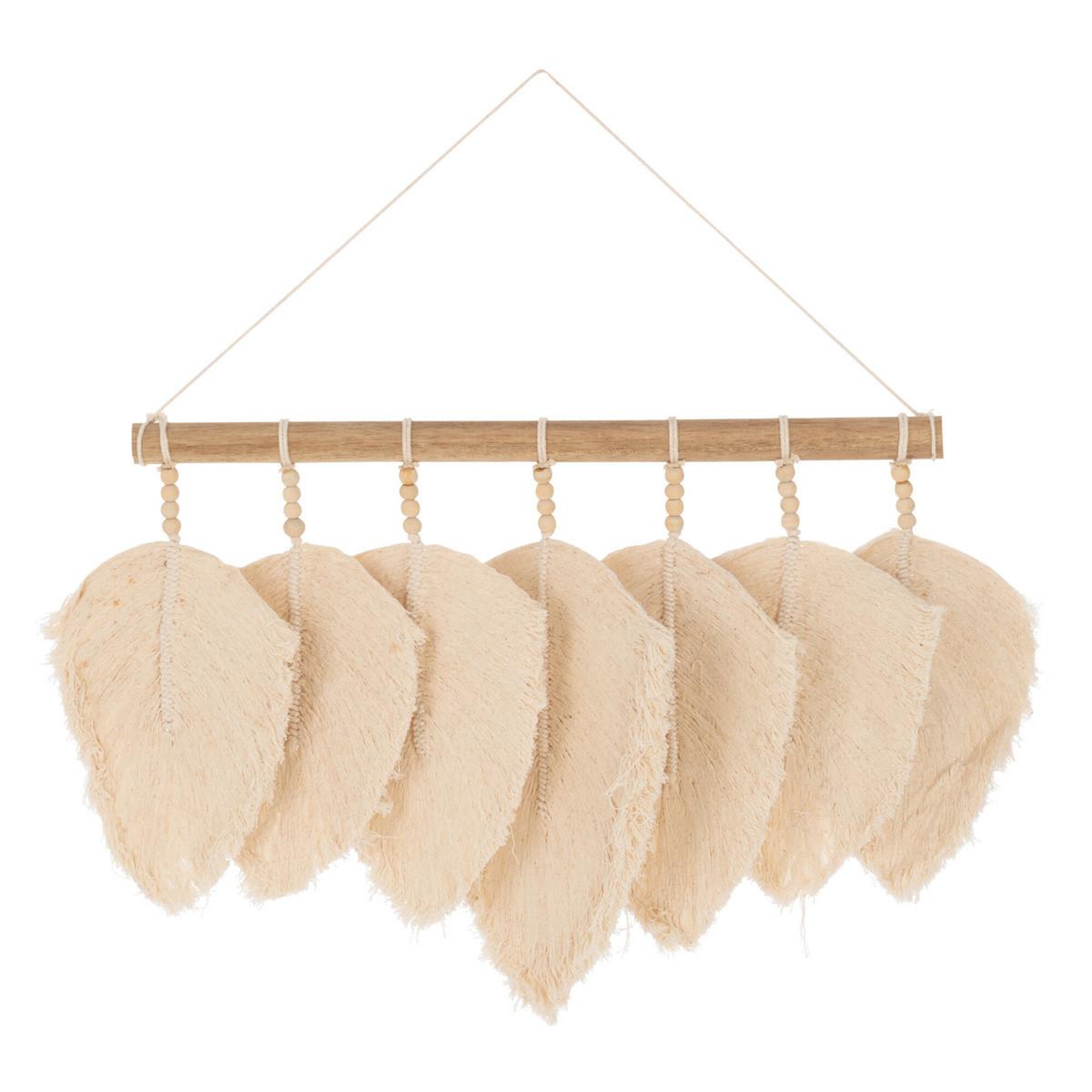 J-LINE Décoration murale  7 plumes coton  40cm naturel