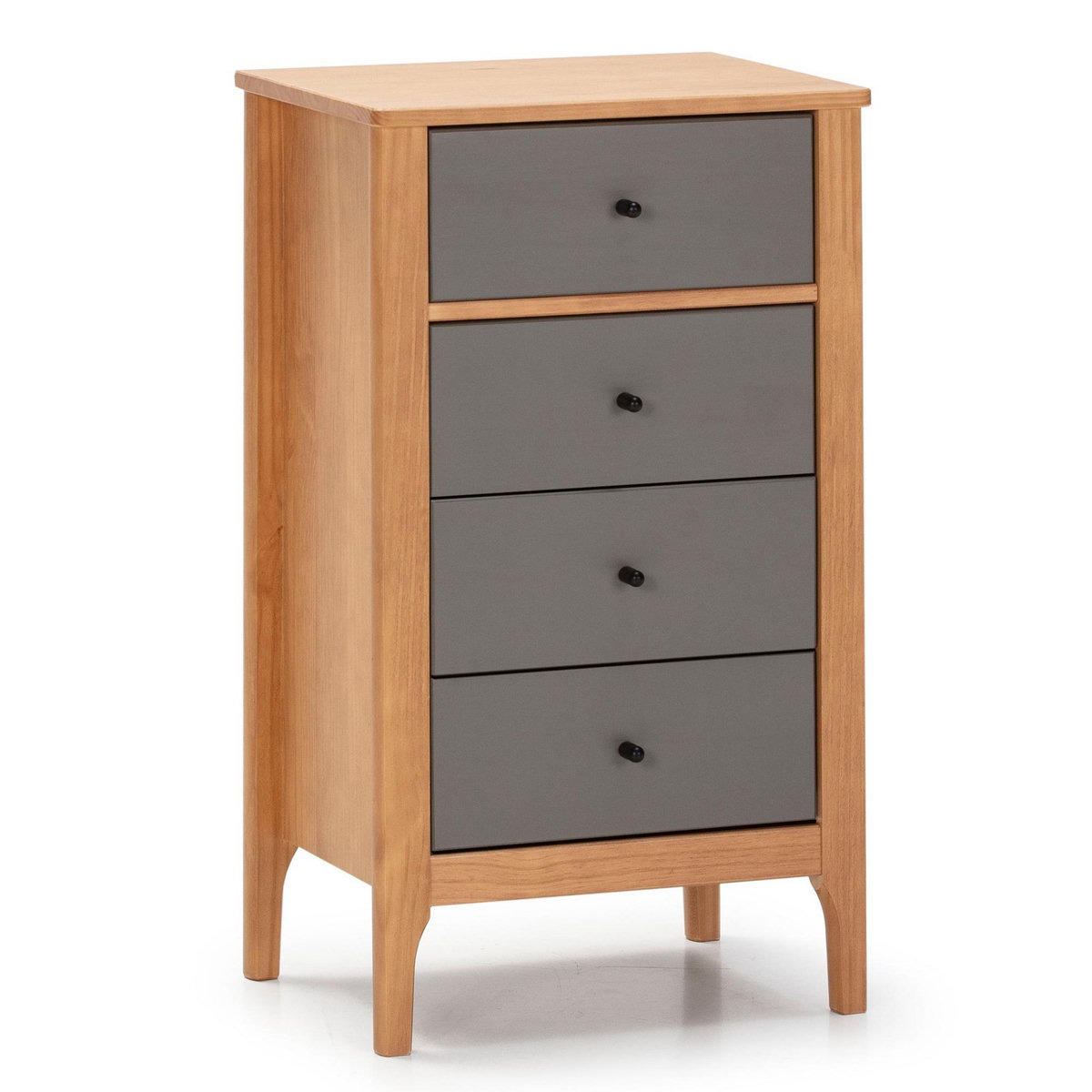 VS VENTA-STOCK Chiffonnier Nuit 4 tiroirs Luca dans les tiroirs Chêne/Gris, 46 cm Longueur