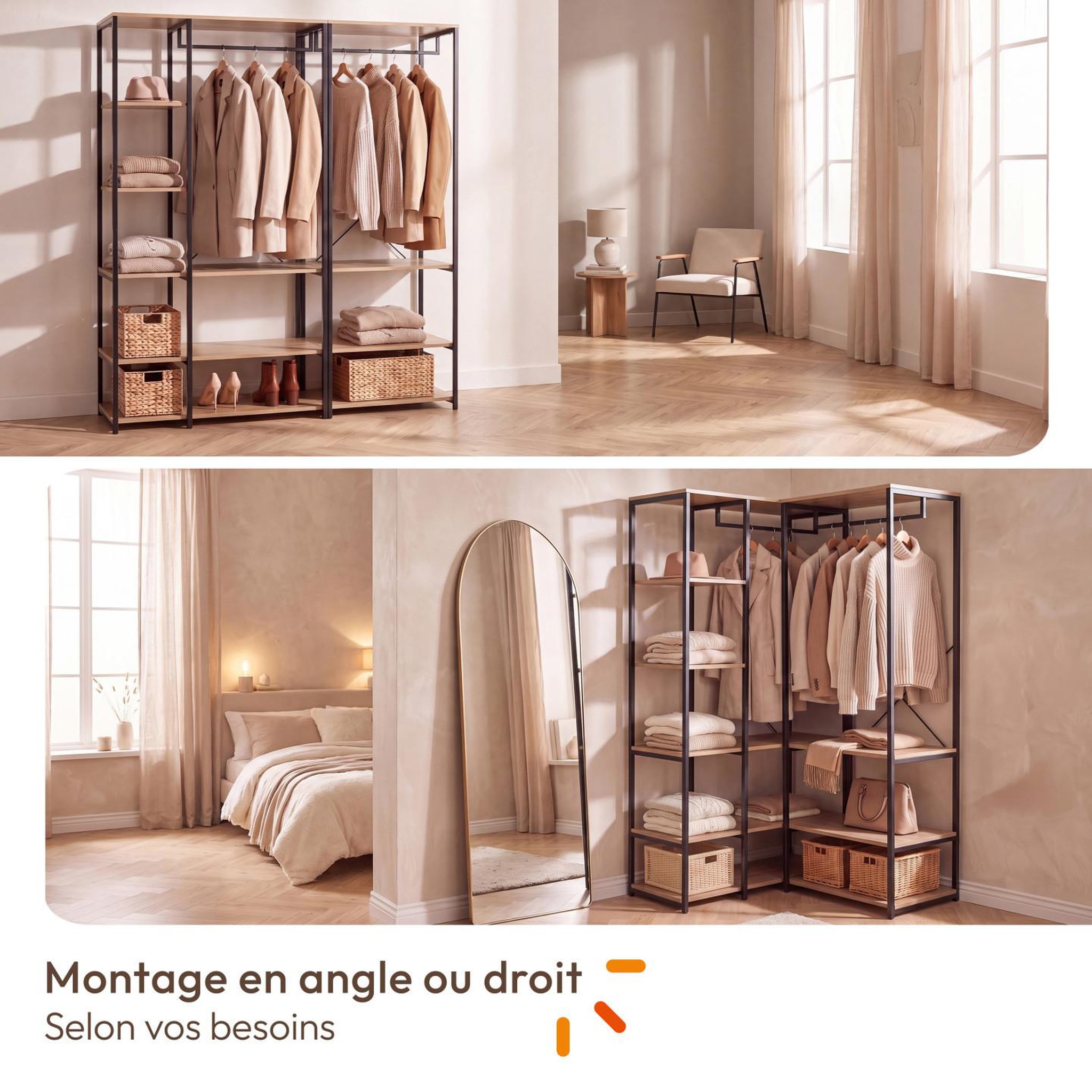 Voir la diapositive 3 : ID MARKET Dressing modulable xxl l. 150 cm detroit design industriel