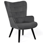 Voir la diapositive 1 : ID MARKET Fauteuil scandinave ANIA en velours gris