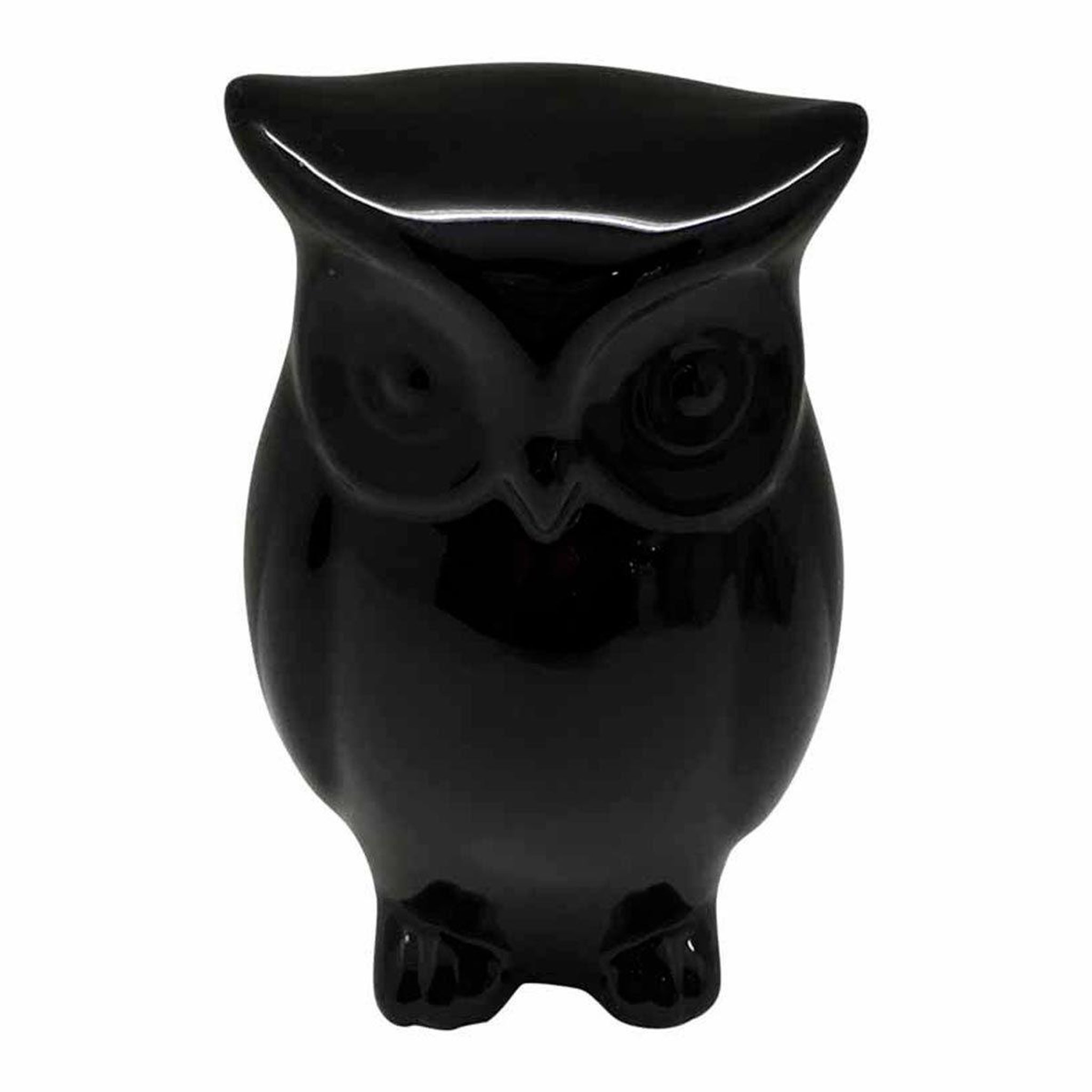 HOMEA Statue déco en céramique  jolie chouette  15cm noir